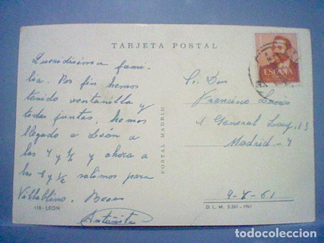 Postales: LEON ED POSTAL MADRID CIRCULADA 60&acute;S - Foto 2