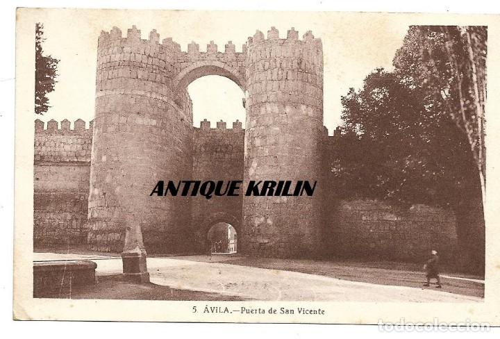 Postales: AVILA N&ordm; 5 PUERTA DE SAN VICENTE .- SIN CIRCULAR