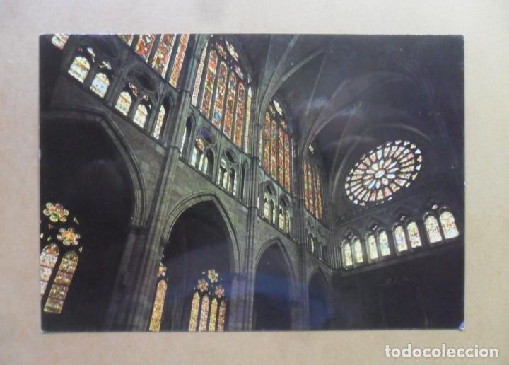 Postales: POSTAL - 44  - LEON - CATEDRAL: NAVE CENTRAL Y ROSETON DE PONIENTE - ED. HIJOS DE F. ALONSO
