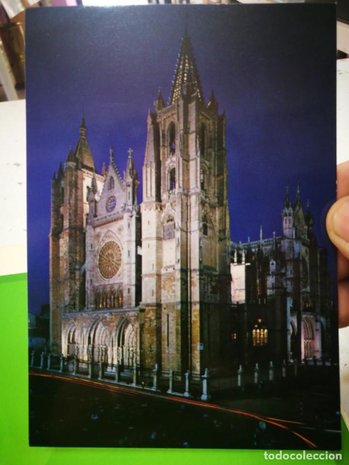 Postales: Postal Leon Catedral nocturno