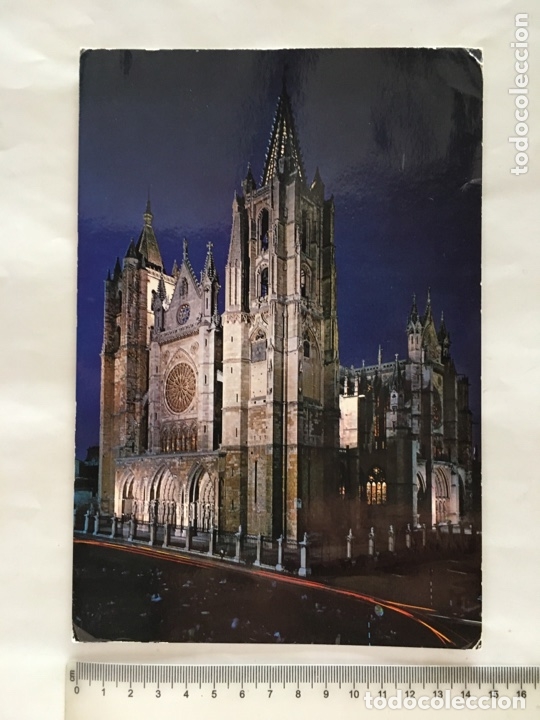 Postales: LEON. CATEDRAL. HIJOS DE F. ALONSO. MEDIDAS 21,5x14,8 CM. A&Ntilde;O 1969.