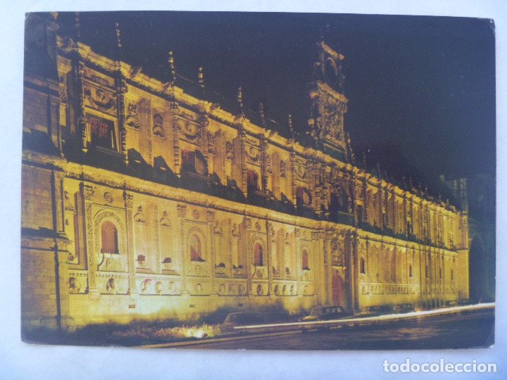 Postales: POSTAL DE  LEON : HOSTAL DE SAN MARCOS, NOCTURNA. A&Ntilde;OS 60