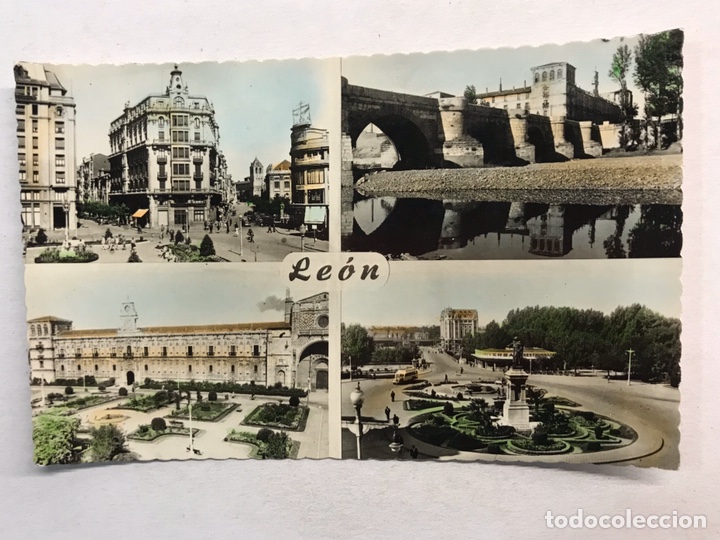 Postales: LEON. Postal No.102, Plaza de Santo Domingo, Puente San Marcos, Jardines de San Marco....