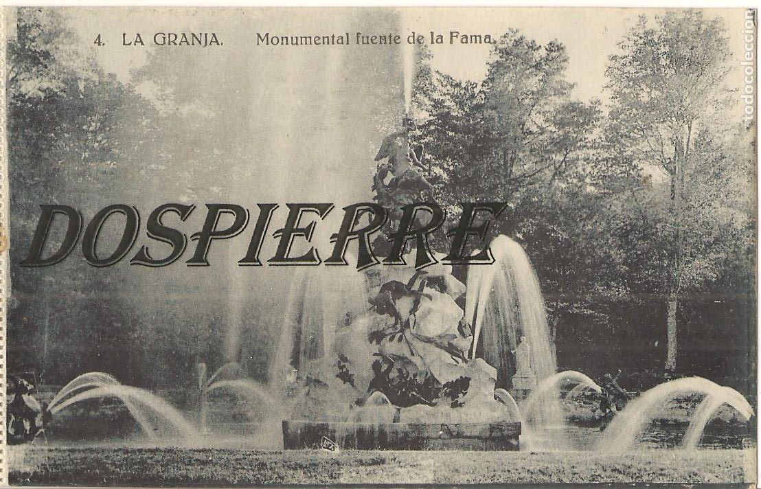 Postales: POSTAL, LA GRANJA-SEGOVIA, MONUMENTAL FUENTE DE LA FAMA, N&ordm; 4, HELIOTIPIA, SIN CIRCULAR