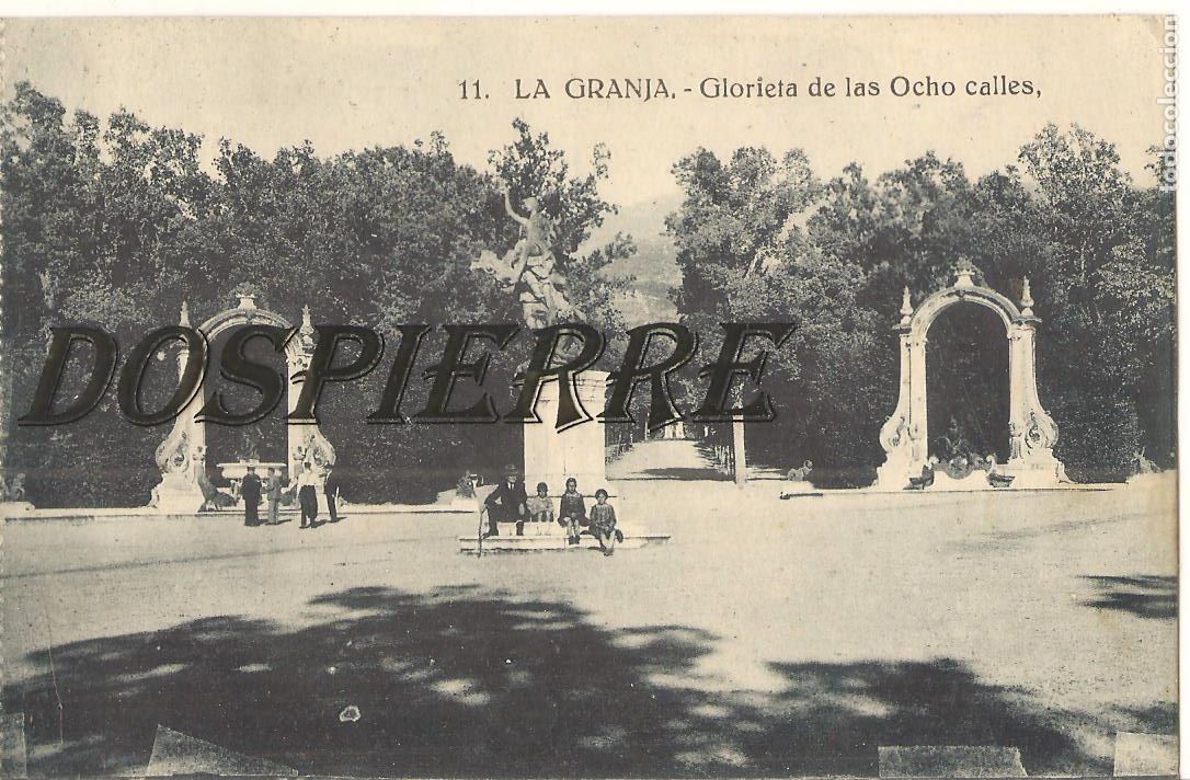 Postales: POSTAL, LA GRANJA-SEGOVIA, GLORIETA DE LAS OCHO CALLES, N&ordm; 11, HELIOTIPIA, SIN CIRCULAR