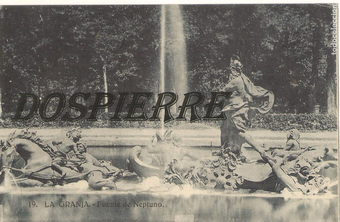 Postales: POSTAL, LA GRANJA-SEGOVIA, FUENTE DE NEPTUNO, N&ordm; 19, HELIOTIPIA, SIN CIRCULAR