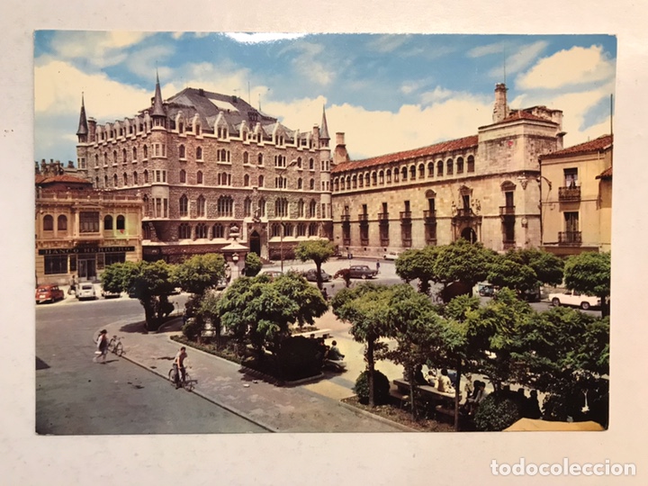 Postales: LEON. Postal No.7, Plaza de San Marcelo. Caja de Ahorros y Diputacion (h.1960?) Escrita..