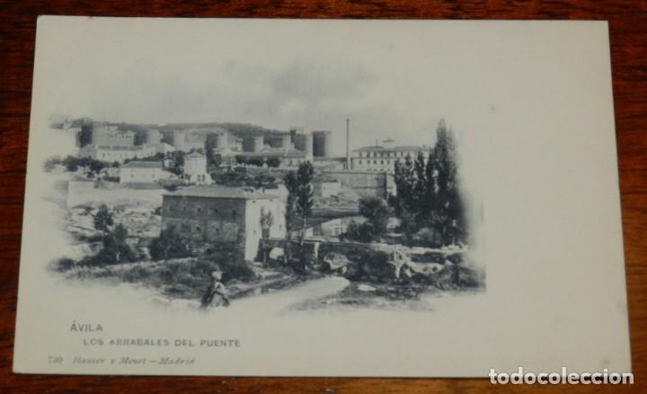 Postales: AVILA, LOS ARRABALES DEL PUENTE, 730 HAUSER Y MENET, SIN CIRCULAR Y SIN DIVIDIR