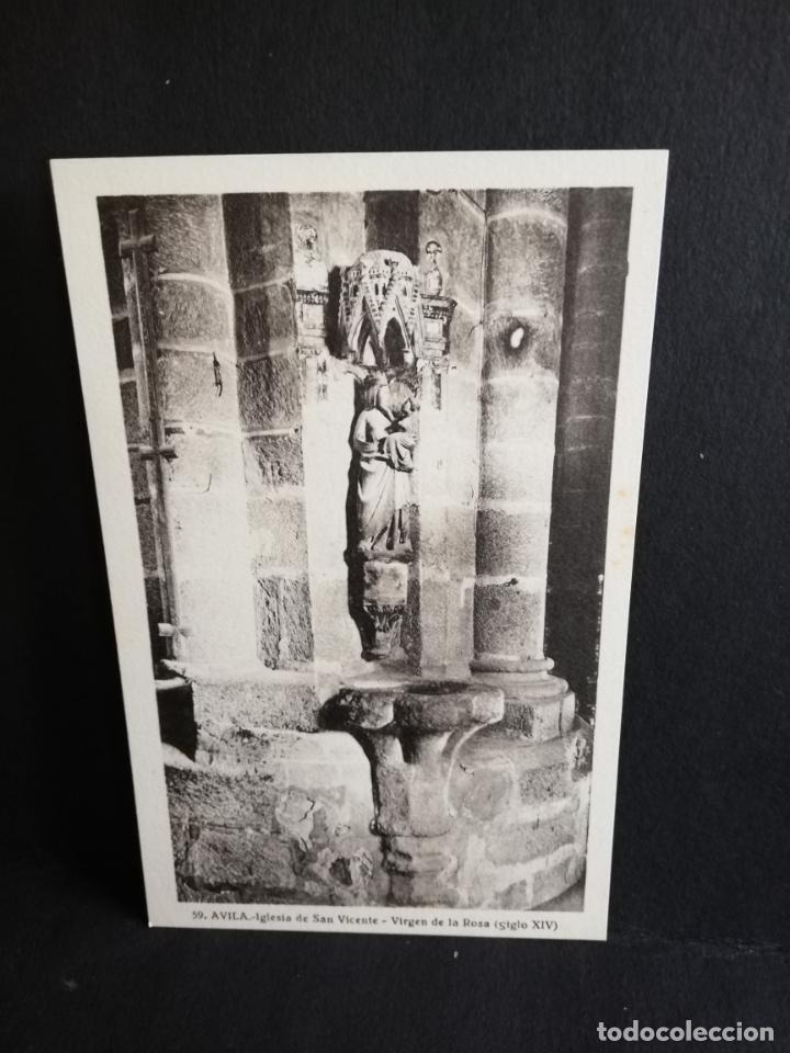 Postcards: TARJETA POSTAL DE AVILA. IGLESIA DE SAN VICENTE. VIRGEN DE LA ROSA SIGLO XIV. L. ROISIN.