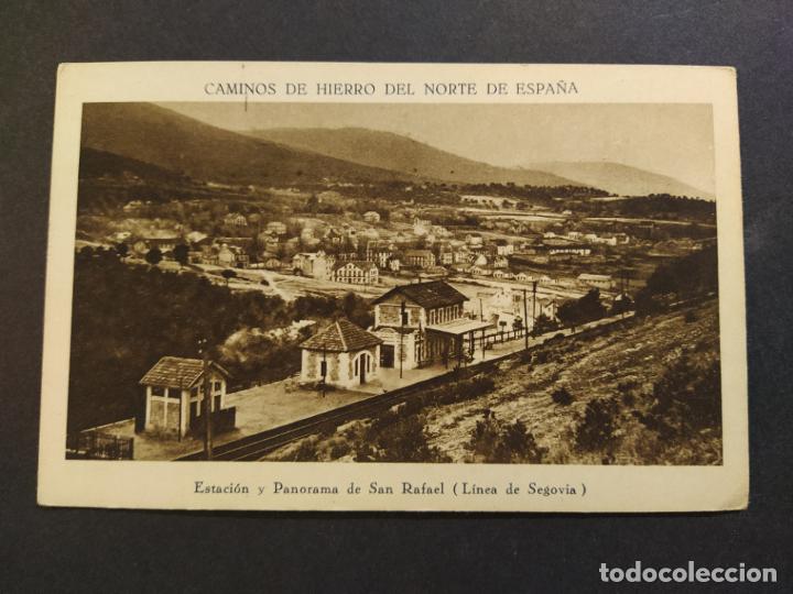 Postales: SAN RAFAEL (SEGOVIA)-ESTACION DEL FERROCARRIL Y PANORAMA-HUECOGRABADO MUMBRU-POSTAL ANTIGUA-(66.723)