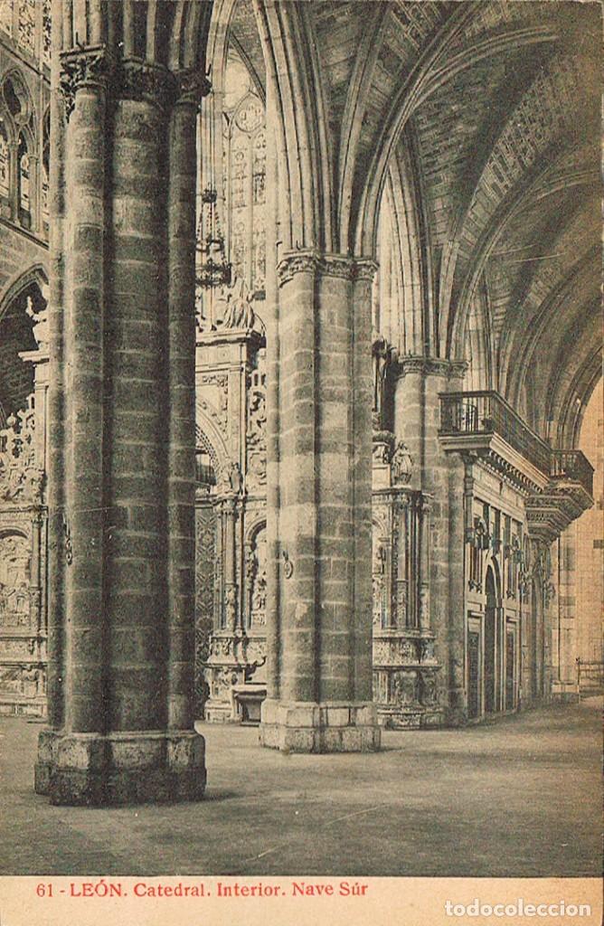 Postales: Le&oacute;n, catedral, nave sur, Editor: Thomas n&ordm; 61 - Foto 1