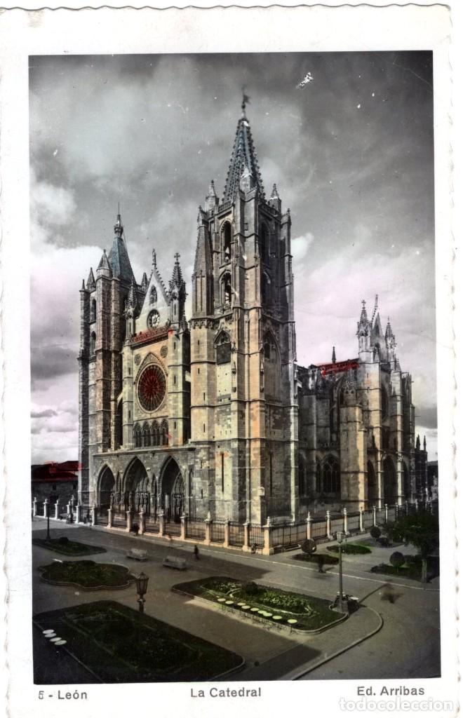 Postales: CATEDRAL DE LE&Oacute;N POSTAL COLOREADA - Foto 1