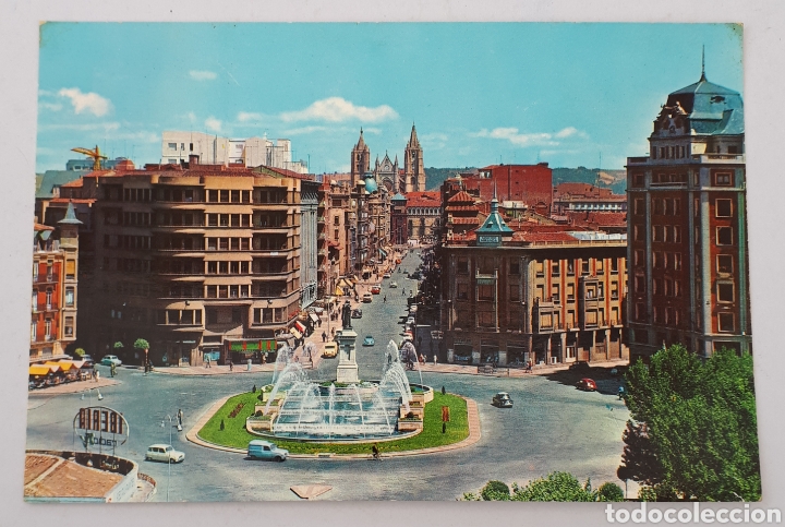 Postales: LEON. Vista parcial, cascada y calle de Ordo&ntilde;o II. Circa: 1966