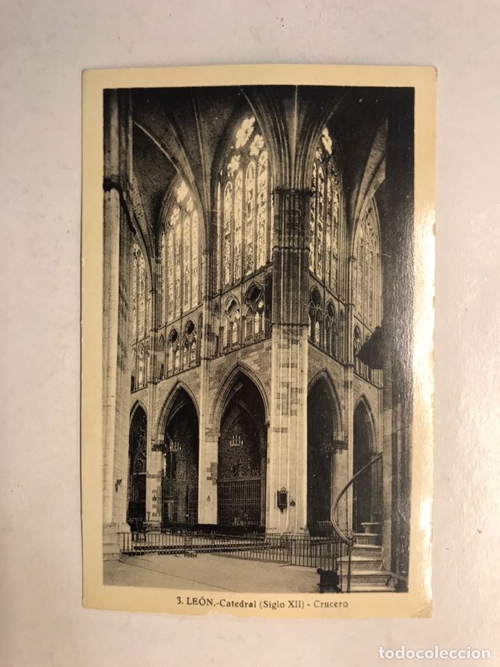 Postales: LEON. Postal No.3, Catedral (siglo XII) Crucero Edita: Roisin (h.1940?) S/C
