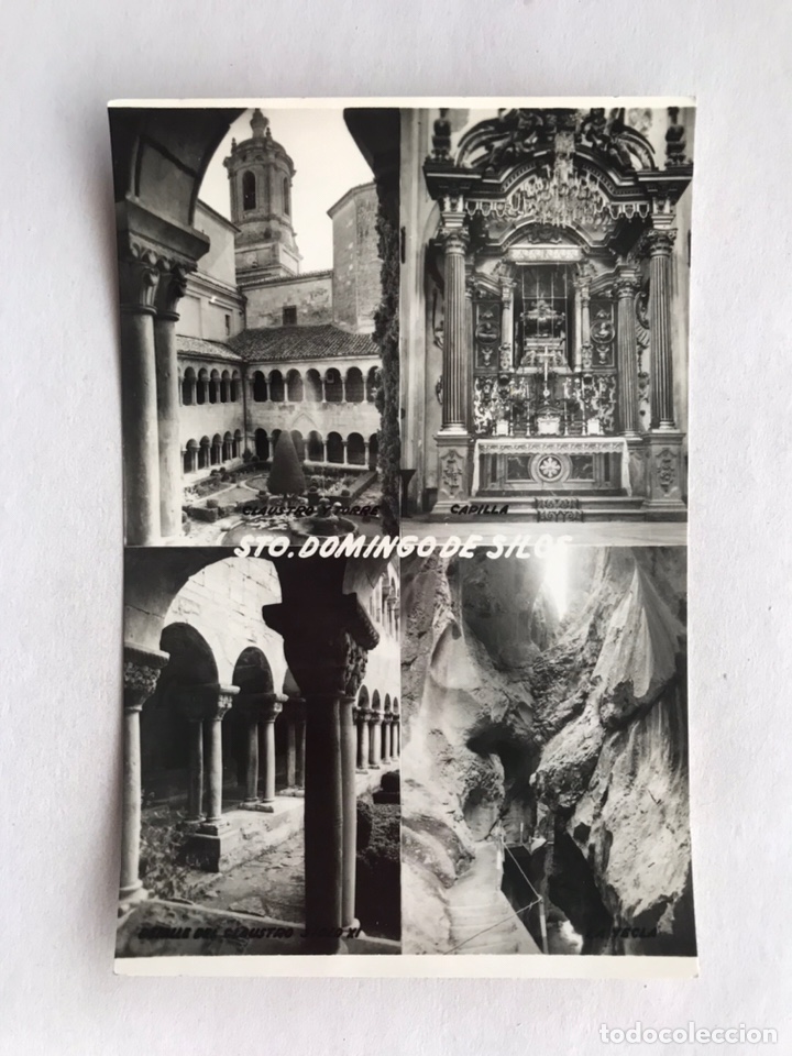 Postales: SANTO DOMINGO DE SILOS (Burgos) Postal Recuerdo, 4 Vistas del Monasterio (h.1950?) S/C