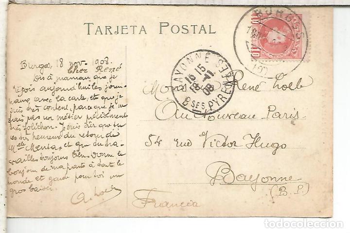 Postales: BURGOS CATEDRAL ESCRITA 1908 - Foto 2