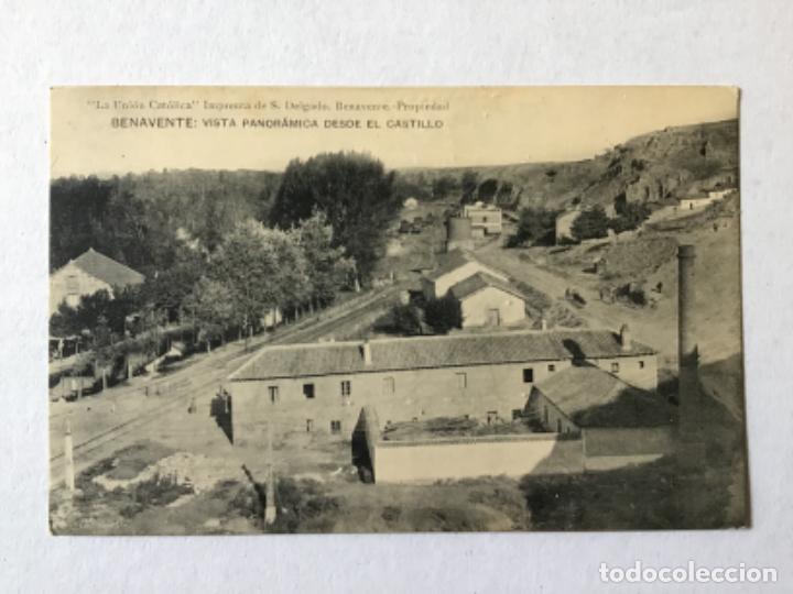 Postales: BENAVENTE. VISTA PANOR&Aacute;MICA DESDE EL CASTILLO. (LA UNI&Oacute;N CAT&Oacute;LICA IMPRENTA DE S. DELGADO).