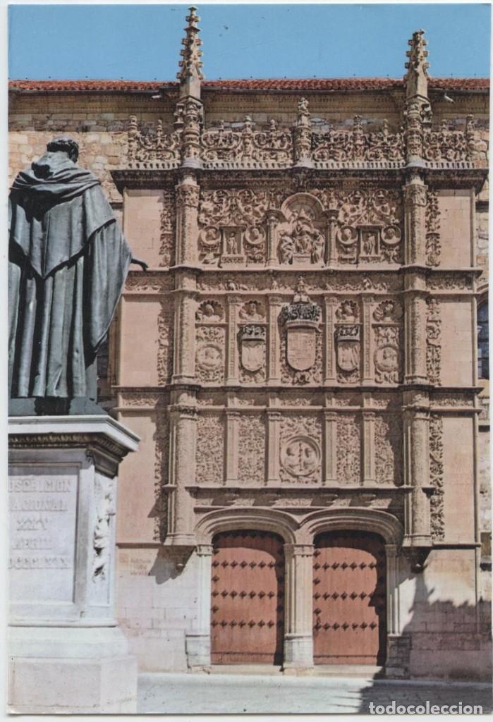 Postales: N&ordm; 42-SALAMANCA. Universidad y estatua de Fray Luis de Le&oacute;n. Sin circular. Ed. SALVADOR BARRUECO