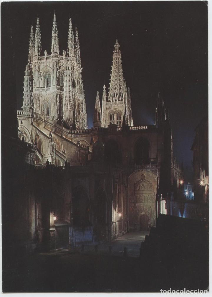 Postales: N&ordm; 2277-BURGOS. Catedral. Vista nocturna. Circulada en 1978. Ed. PROCESO PAGSA. Colecci&oacute;n Perla