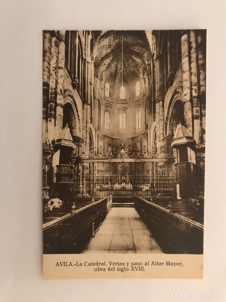 Postales: &Aacute;VILA, Postal La Catedral. Verjas y paso al Altar Mayor, obra del Siglo XVIII. Foto Mayoral Encinar