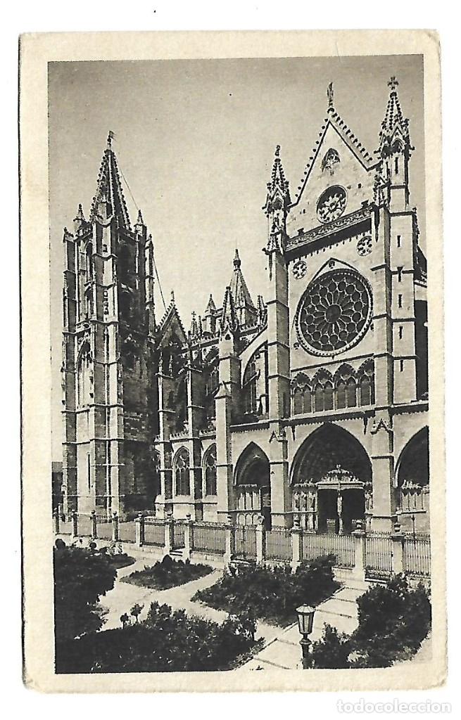 Postales: LEON - ANTIGUA POSTAL- CATEDRAL FACHADA SUR - FOTO - FHER -BILBAO