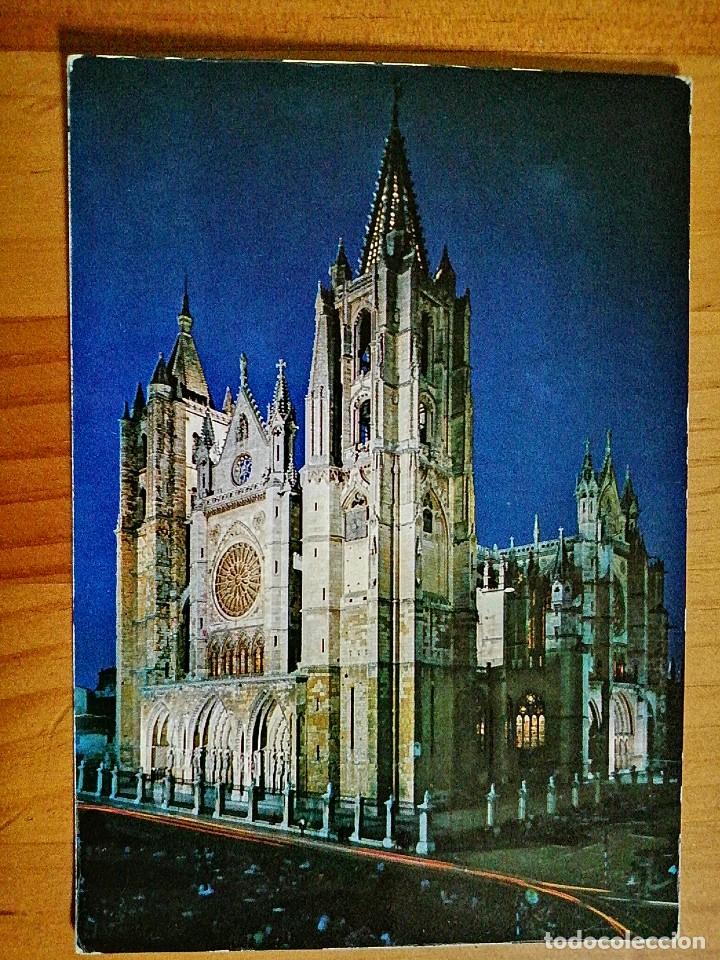 Postales: POSTAL - LE&Oacute;N - CATEDRAL (NOCTURNO). - Foto 1