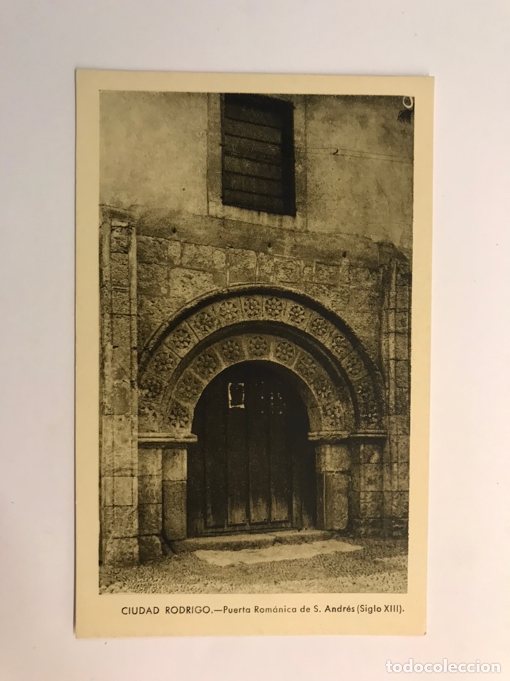 Postkarten: CIUDAD RODRIGO (Salamanca) Postal Puerta Romanica de S. Andres. Siglo XIII. Foto Pazos (h.1940?)