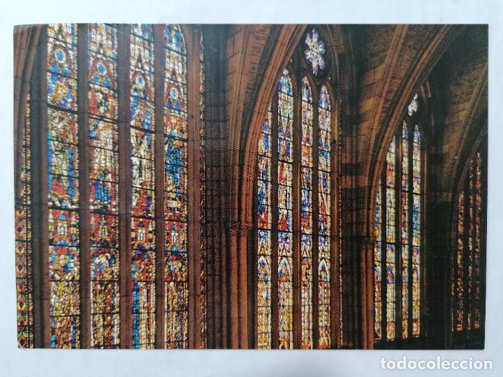 Postales: POSTAL, LEON, CATEDRAL, VIDRIERAS SIGLO XIII, ESCRITA
