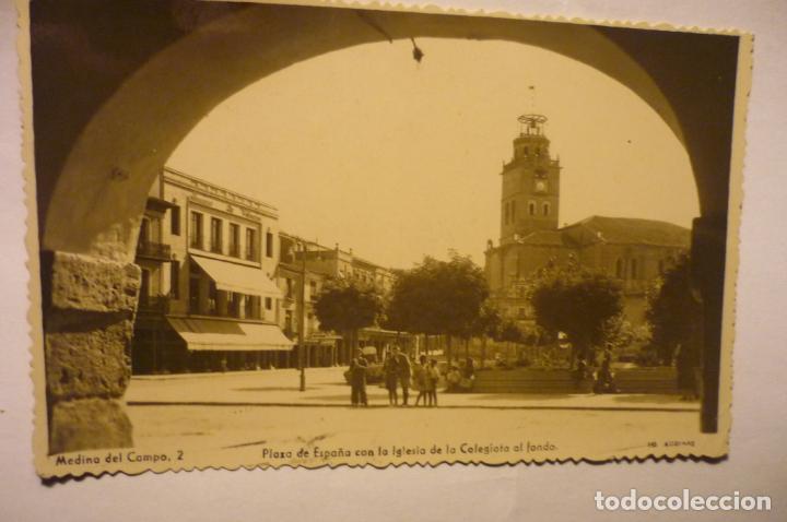 Postales: postal medina del campo.-pl.espa&ntilde;a iglesia colegiata fondo --circulada cm