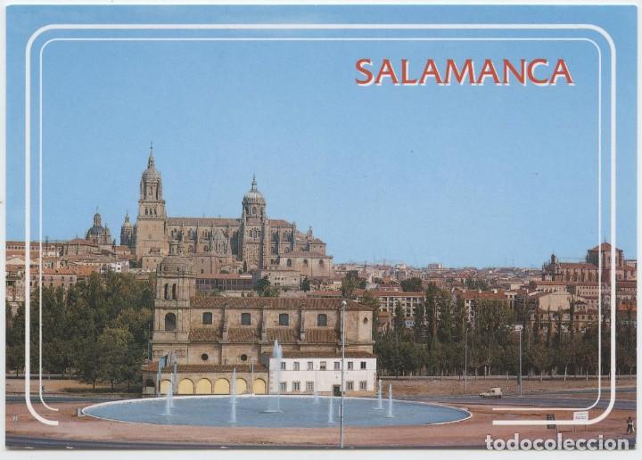 Postales: N&ordm; 128-SALAMANCA. Fuente Geiser y vista parcial. Sin circular. EDICIONES ARRIBAS