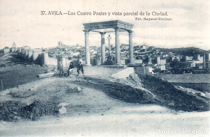 Postales: POSTAL N&ordm; 37 - AVILA - LOS CUATRO POSTES Y VISTA PARCIAL DE LA CIUDAD. FOT. MAYORAL. SIN CIRCULAR