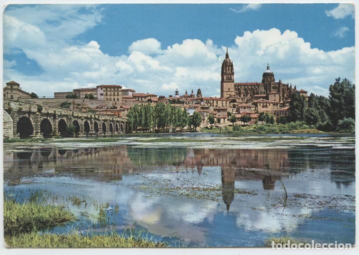 Postales: N&ordm; 1-SALAMANCA. Puente romano sobre r&iacute;o Tormes y Catedrales. Escrita en 1965. ED. GARC&Iacute;A GARRABELLA