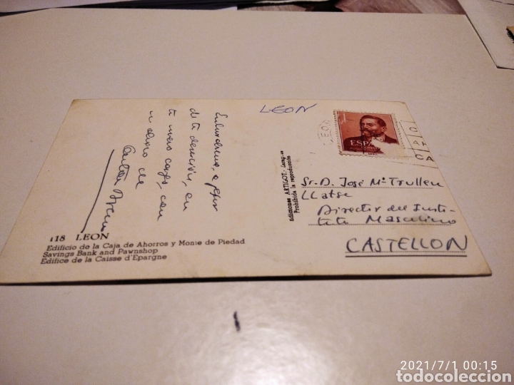 Postales: Postal antigua Le&oacute;n edificio Caja de ahorros y Monte de piedad - Foto 3