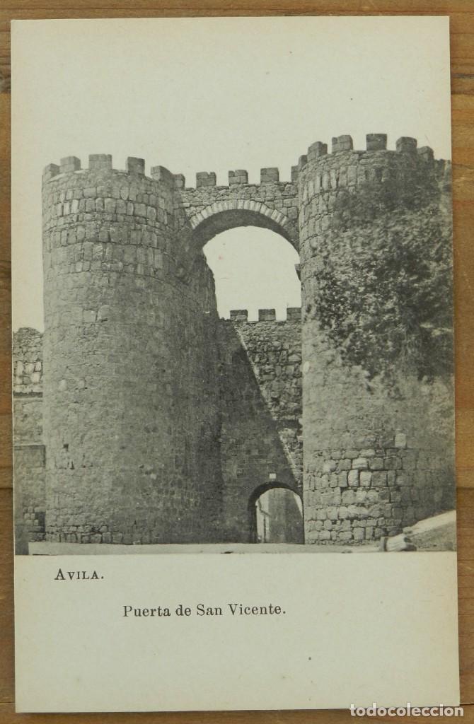 Postales: POSTAL DE AVILA, PUERTA DE SAN VICENTE, FOTOTIPIA LACOSTE, NO CIRCULADA.