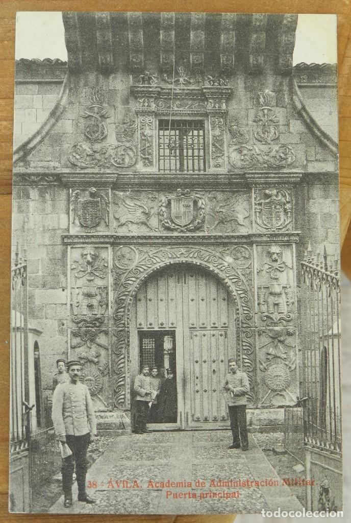 Postales: POSTAL DE AVILA, N.38, ACADEMIA DE ADMINISTRACION MILITAR. PUERTA PRINCIPAL. ED. ALMIRALL. NO CIRCUL
