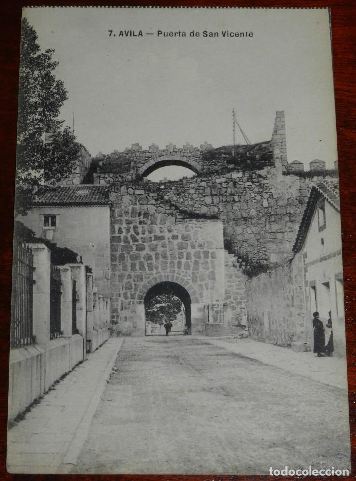 Postales: ANTIGUA POSTAL DE AVILA, N. 7, PUERTA DE SAN VICENTE, NO CIRCULADA.