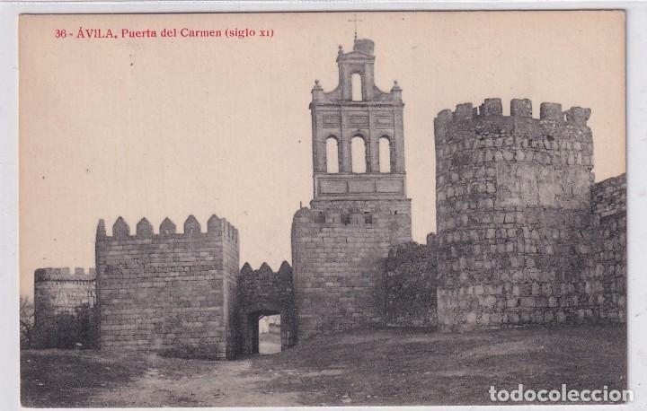 Postales: 36 Avila Puerta del Carmen siglo XI. Joyas de Espa&ntilde;a Ed Almirall. Tomas Sin circular.