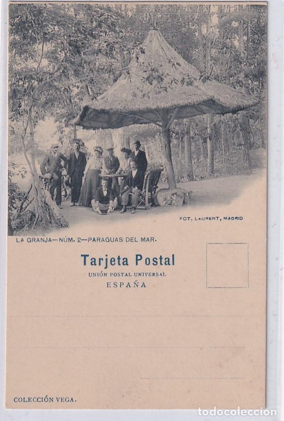Cartoline: LA GRANJA num 2 Paraguas del Mar. Fot Laurent Reverso en blanco. Sin circular.