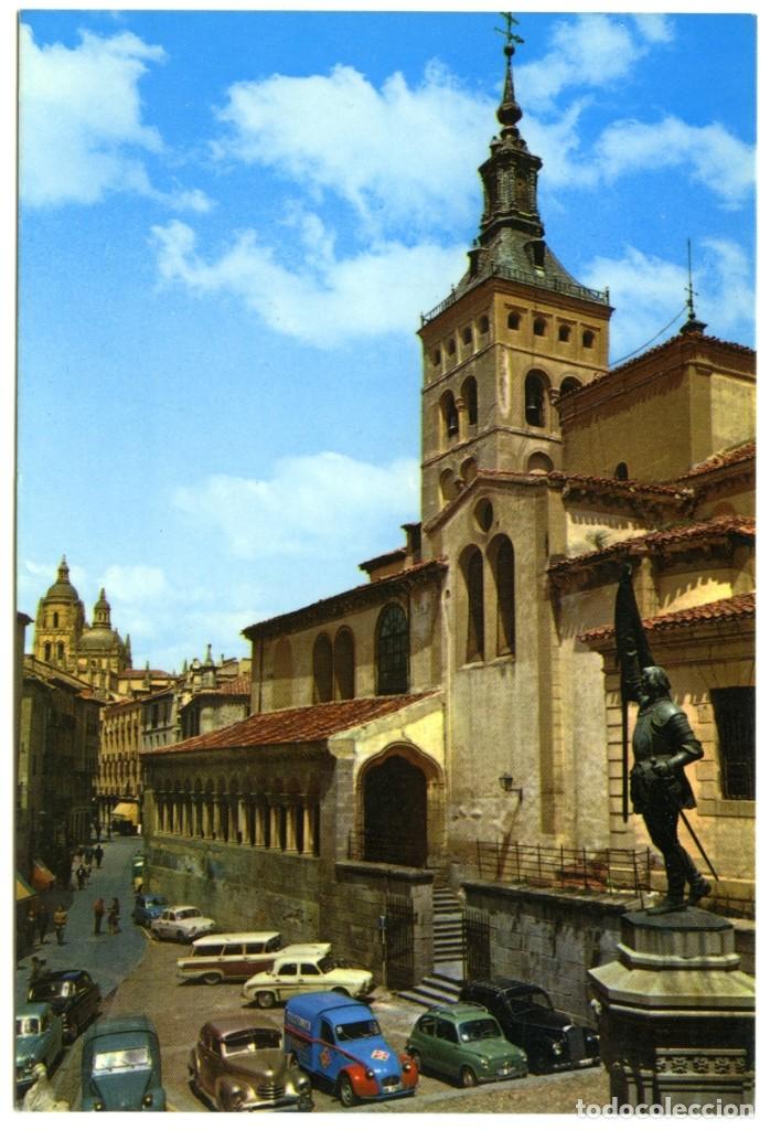 Postales: N&ordm; 46-SEGOVIA. Monumento a Juan Bravo e Iglesia de San Mart&iacute;n. ED. JUAN MANUEL GONZ&Aacute;LEZ