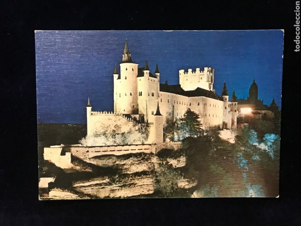 Postales: Postal antigua alc&aacute;zar de segovia vista nocturna