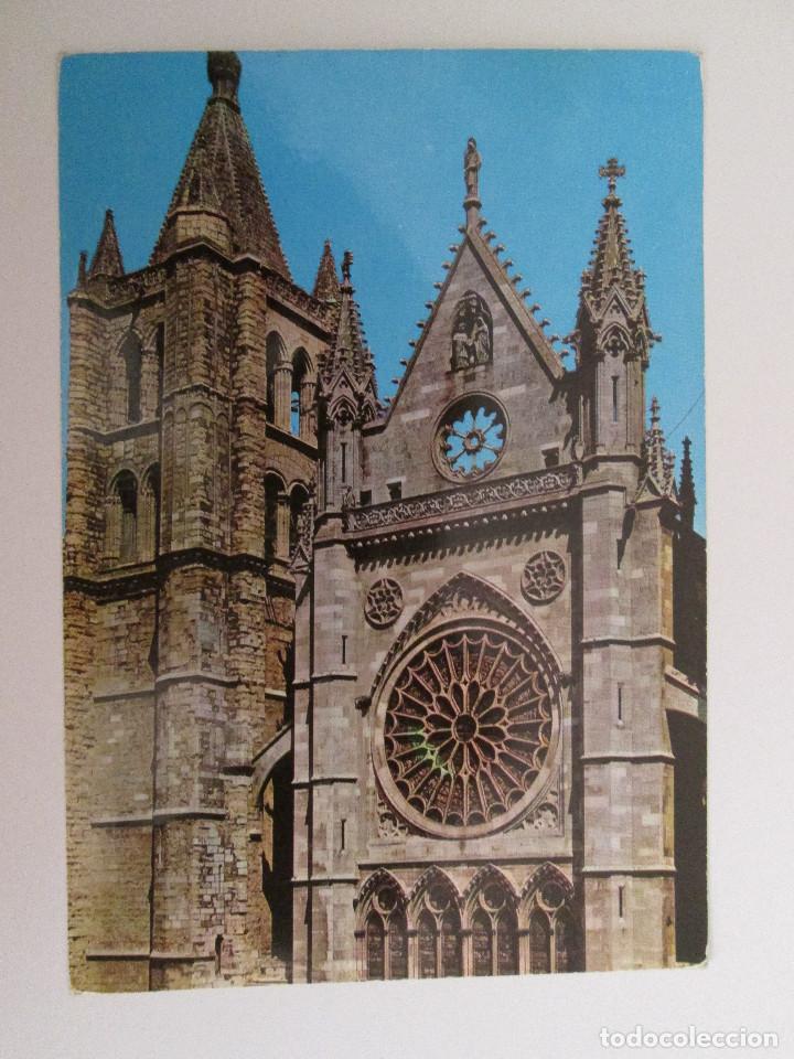 Postales: POSTAL LEON - FACHADA DE LA CATEDRAL - 1965 - GARCIA GARRABELLA 36 - CIRCULADA