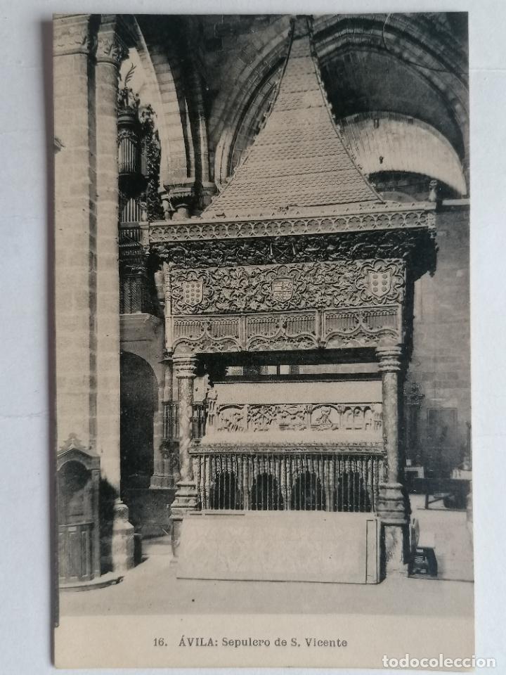 Postales: ANTIGUA POSTAL AVILA, SEPULCRO DE S.. VICENTE, DETALLE, N&ordm; 16 FOTOTIPIA DE HAUSER Y MENET