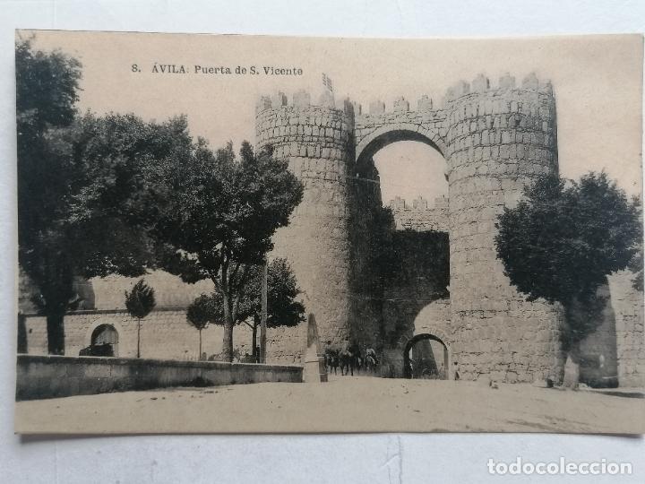Postales: ANTIGUA POSTAL AVILA, PUERTA DE S. VICENTE, N&ordm; 8 FOTOTIPIA DE HAUSER Y MENET