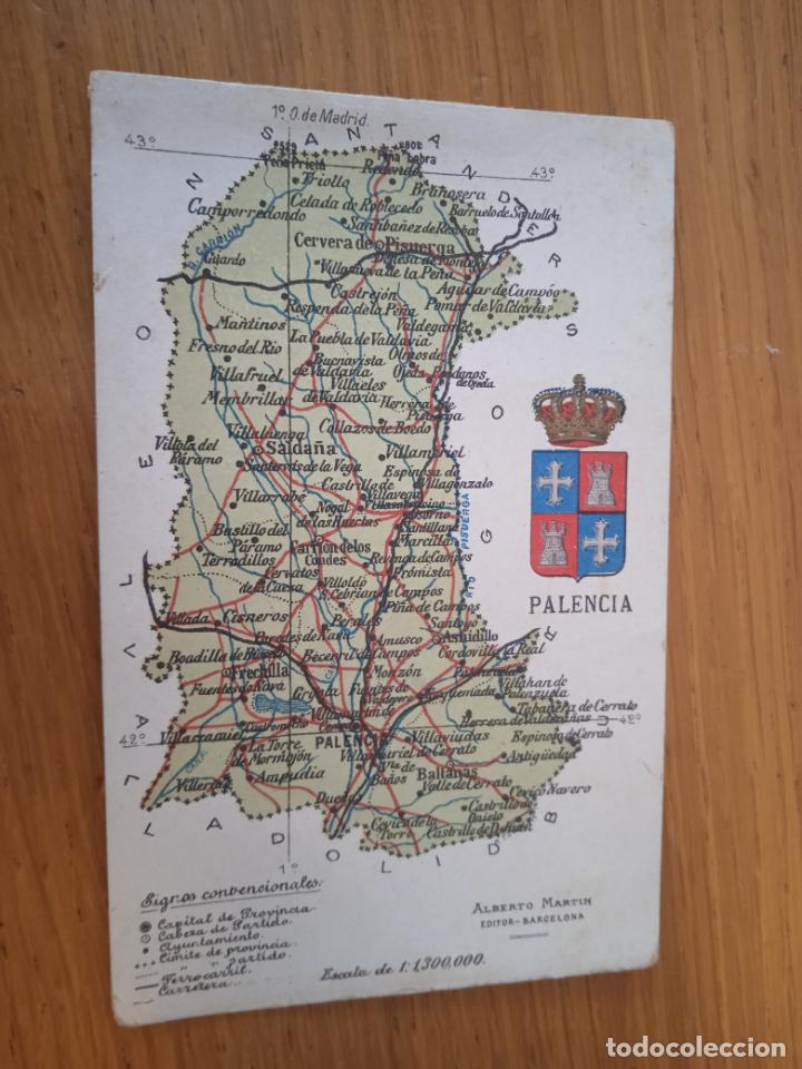 Postales: Palencia. Mapa, postal antigua - Foto 1