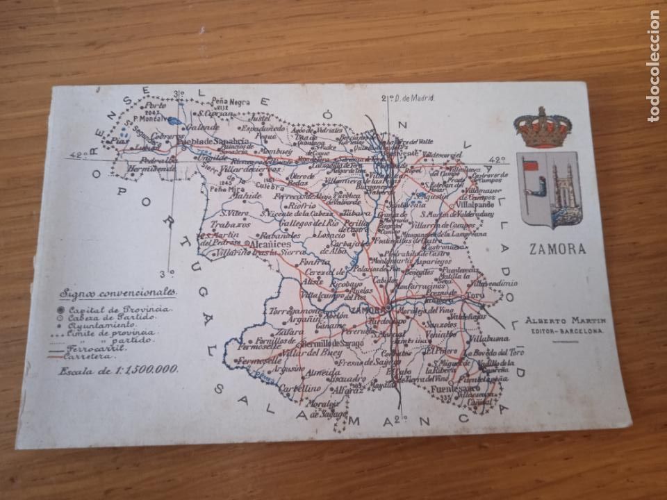 Postales: Zamora. Mapa, postal antigua - Foto 1
