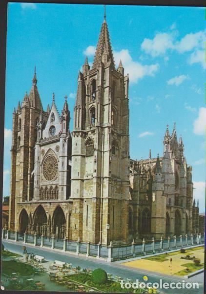 Postales: postal SIN CIRCULAR LEON CATEDRAL FACHADA PRINCIPAL ESPA&Ntilde;A POST CARD