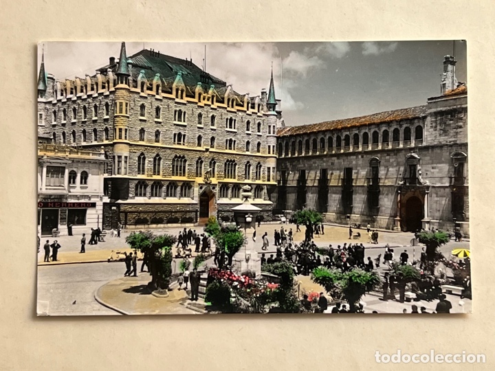 Postales: LEON. Postal No.104, Edificio de la Caja de Ahorros y Monte de Piedad. Ediciones Artigot (h.1950?)