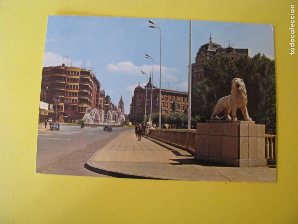 Postales: POSTAL DE LEON. PLAZA DE GUZMAN EL BUENO Y AVENIDA ORDO&Ntilde;O II. GARCIA GARRABELLA. ESCRITA.