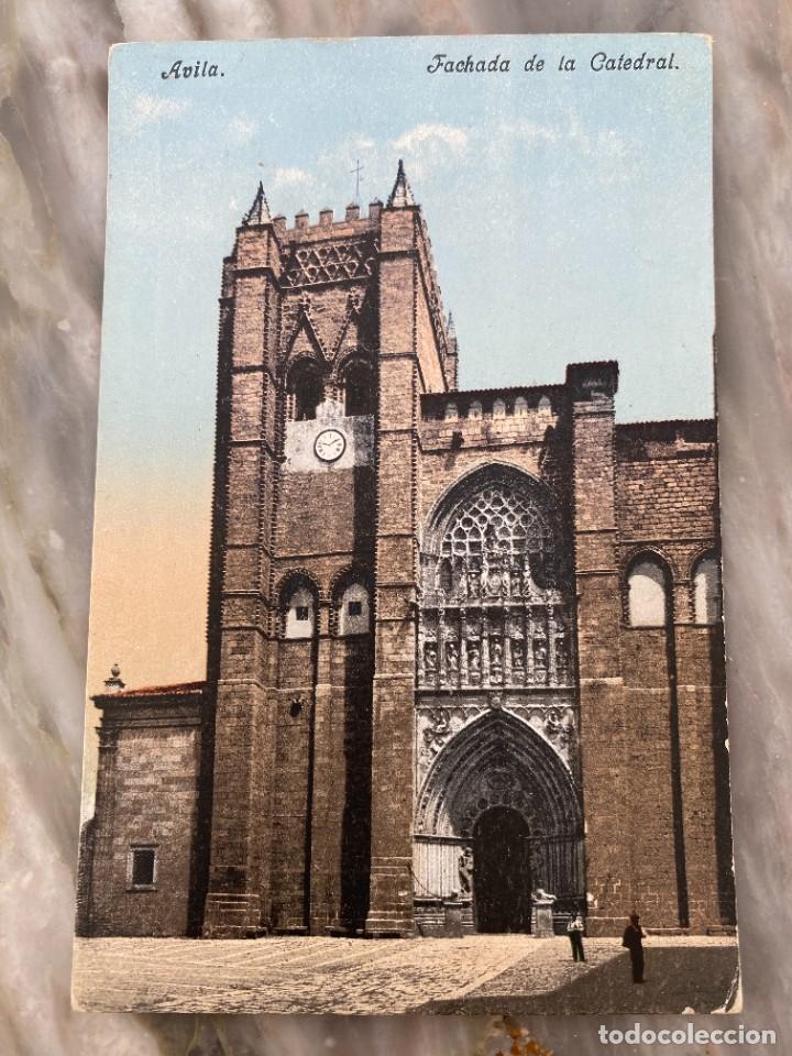Postales: POSTAL DE AVILA, FACHADA DE LA CATEDRAL, ED. PURGER. N&ordm; 3702, REVERSO DIVIDIDO.