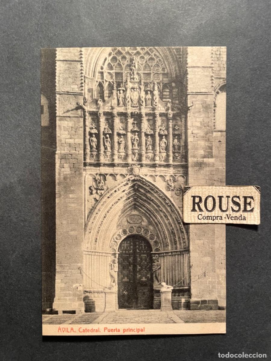 Postales: ANTIGUA POSTAL AVILA - CATEDRAL PUERTA PRINCIPAL 650 FOTOTIP. THOMAS 14X9 CM.